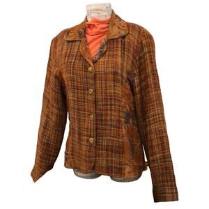 Daniel K Copper Vintage Tweed & Floral Sequin Blazer Jacket-Small